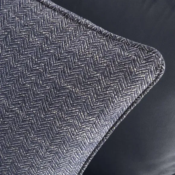 Rectangle Cushion Cover Herringbone - Navy, Polyester