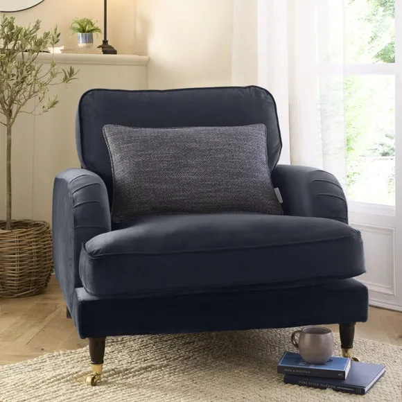 Rectangle Cushion Cover Herringbone - Navy, Polyester