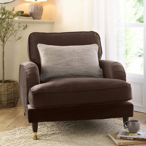 Rectangle Cushion Cover Herringbone - Walnut, Polyester