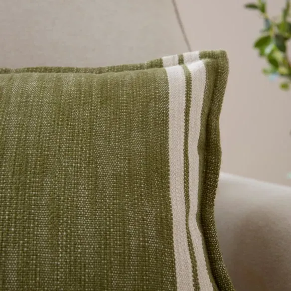 Rectangle Cushion with Feather Fill - Green, Cotton