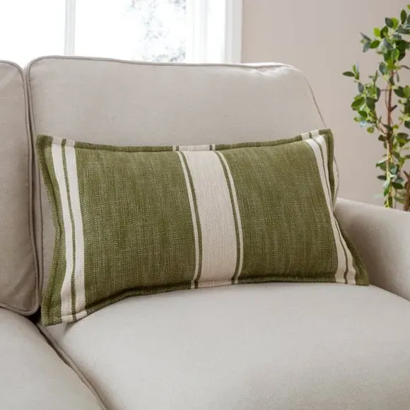 Rectangle Cushion with Feather Fill - Green, Cotton image