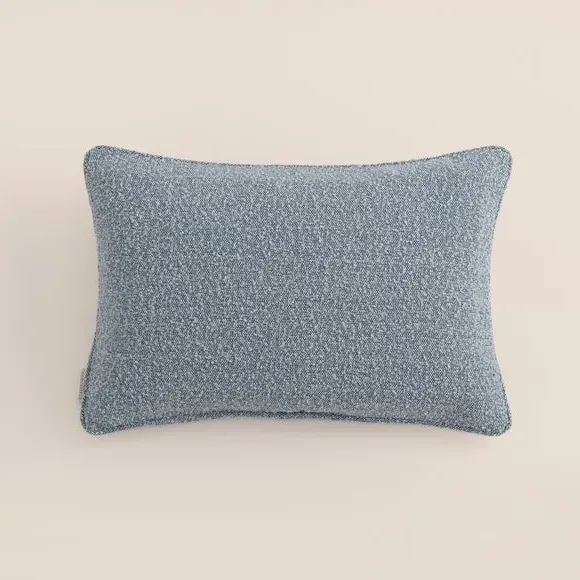 Rectangular Cushion with Feather Fill - Blue, Boucle