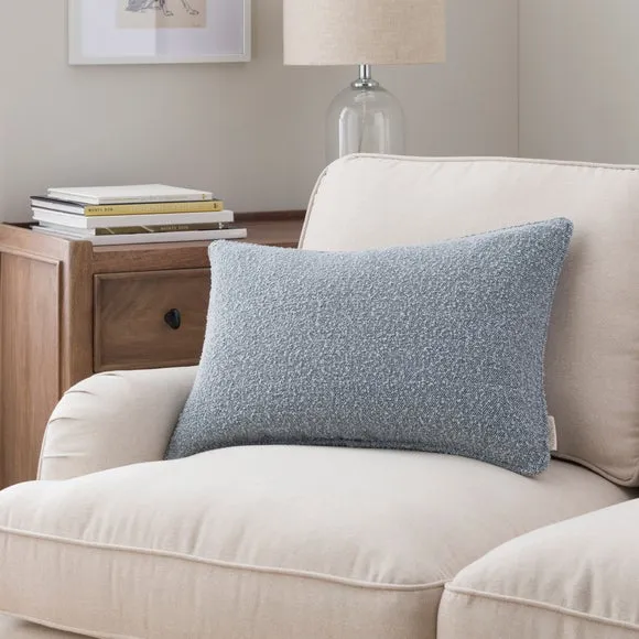 Rectangular Cushion with Feather Fill - Blue, Boucle image