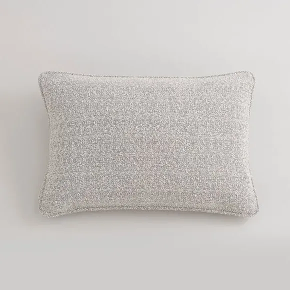 Rectangular Cushion with Feather Fill - Grey, Boucle