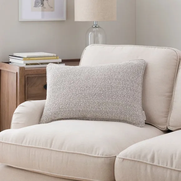 Rectangular Cushion with Feather Fill - Grey, Boucle