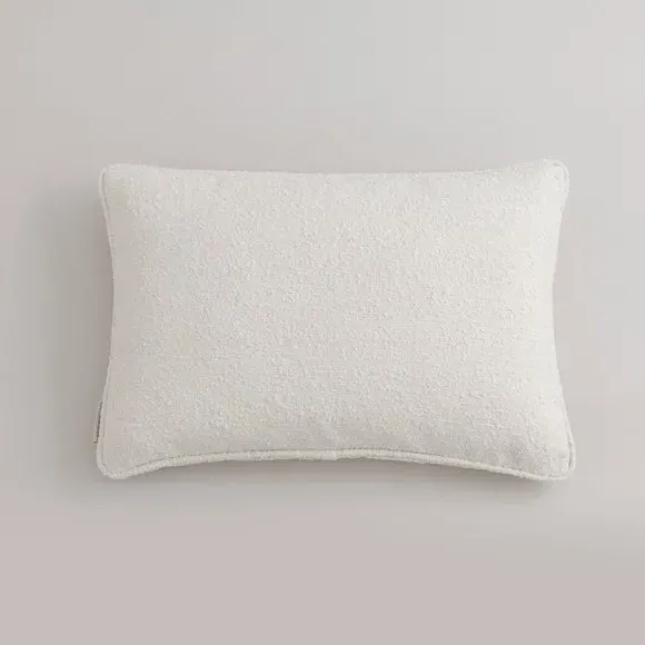 Rectangular Cushion with Feather Fill - Ivory, Boucle