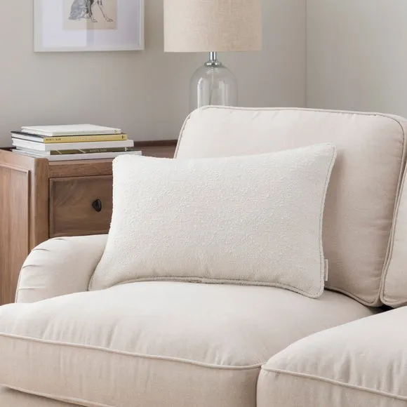 Rectangular Cushion with Feather Fill - Ivory, Boucle