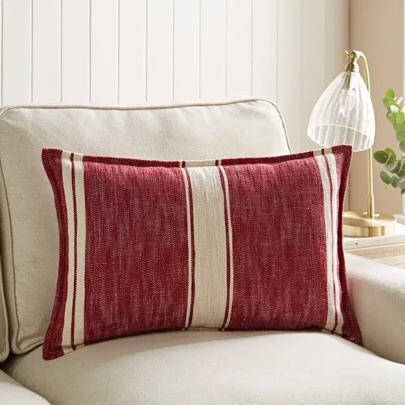 Rectangular Striped Cushion - Mulberry, Feather image