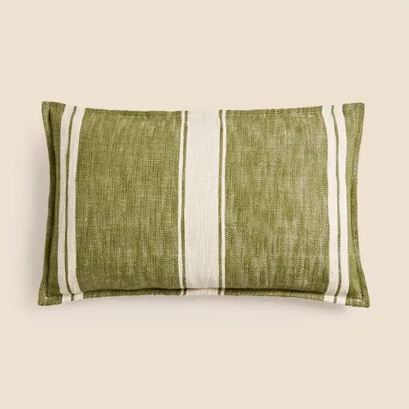 Rectangular Striped Cushion - Olive, Feather