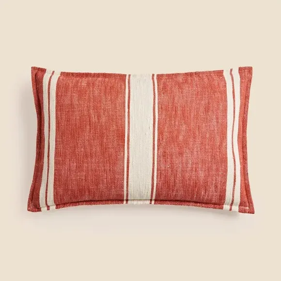 Rectangular Striped Cushion - Orange, Feather