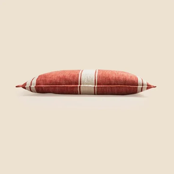 Rectangular Striped Cushion - Orange, Feather