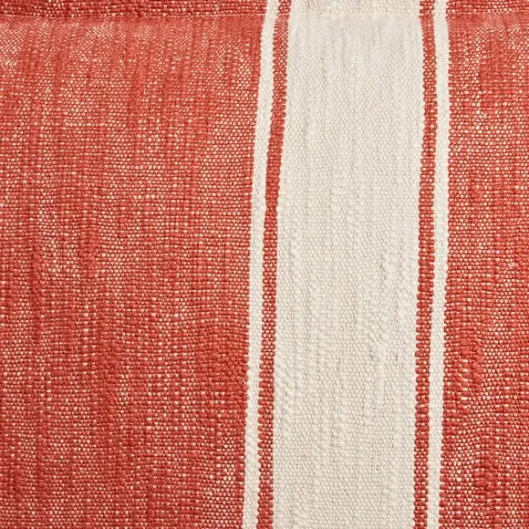 Rectangular Striped Cushion - Orange, Feather
