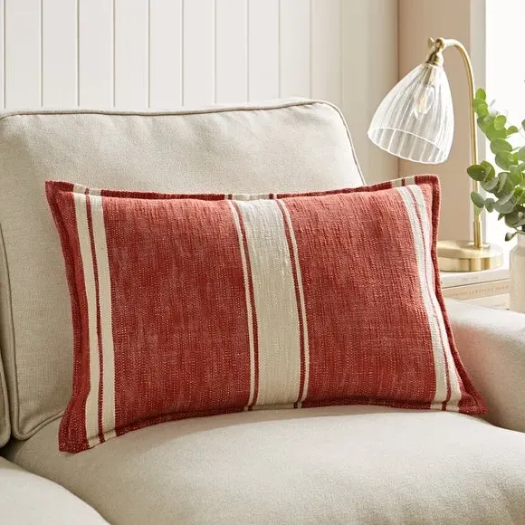 Rectangular Striped Cushion - Orange, Feather