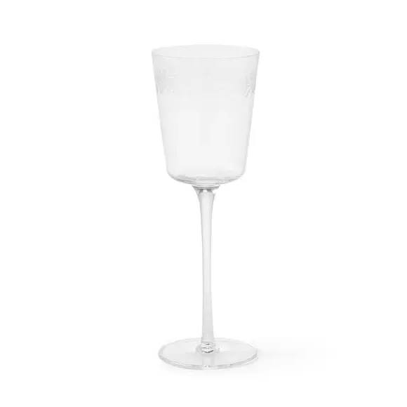 Red Wine Glass with Etched Detail - Clear Glass