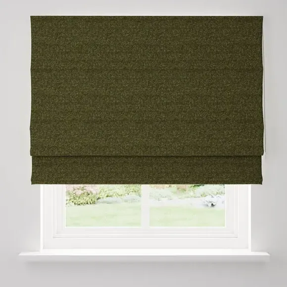 Roman Blind with Texture - Olive, Boucle