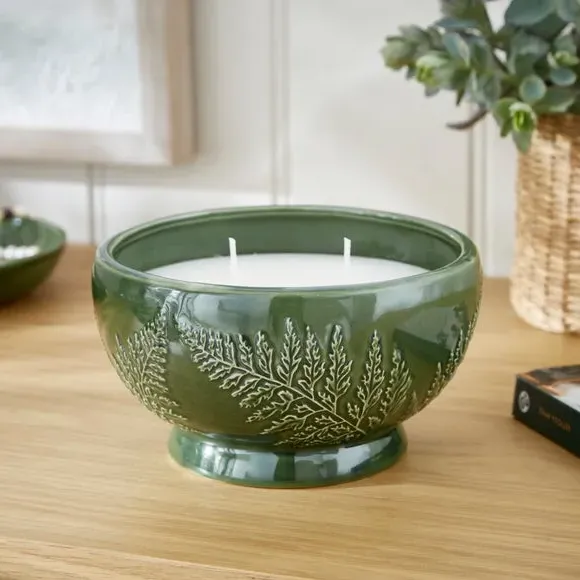 Round Multi Wick Candle - Green, Wax