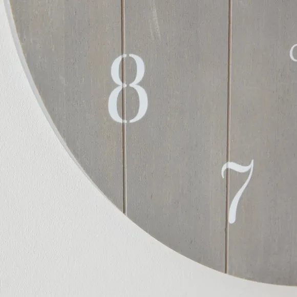 Round Wall Clock Distressed - Grey, Wood