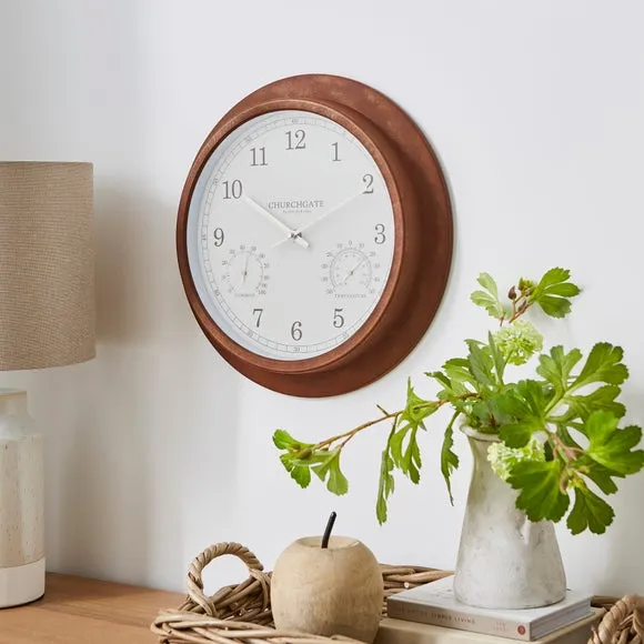 Round Wall Clock Indoor Outdoor - Rust, Galvanised
