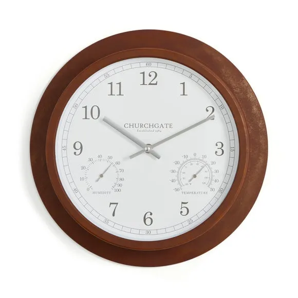 Round Wall Clock Indoor Outdoor - Rust, Galvanised