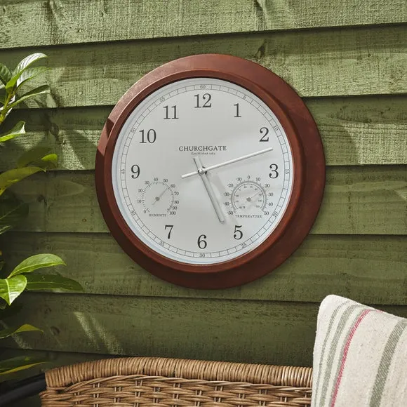 Round Wall Clock Indoor Outdoor - Rust, Galvanised