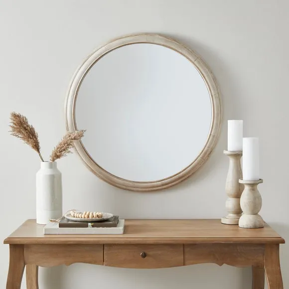 Round Wall Mirror - Oak, Painted Wood