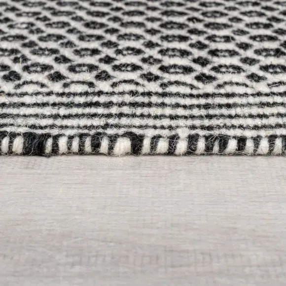 Runner Rug Geometric Design - Monochrome, Wool