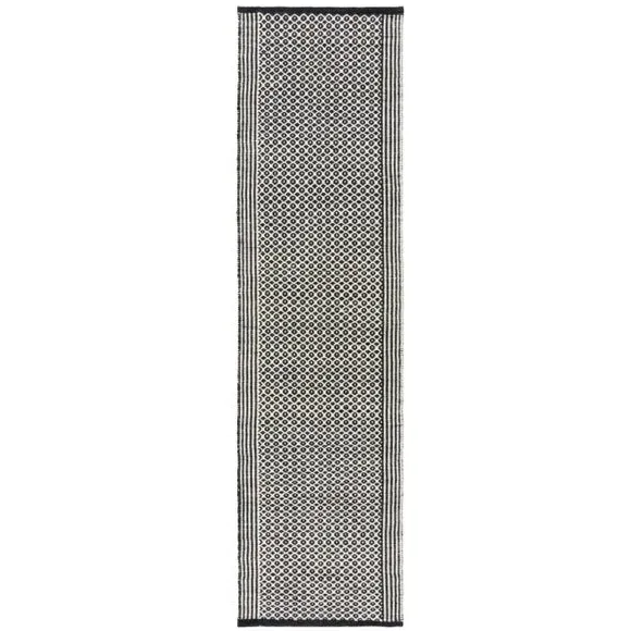Runner Rug Geometric Design - Monochrome, Wool