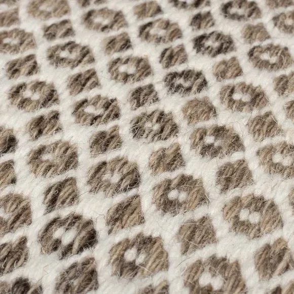 Runner Rug Geometric Design - Natural, Wool