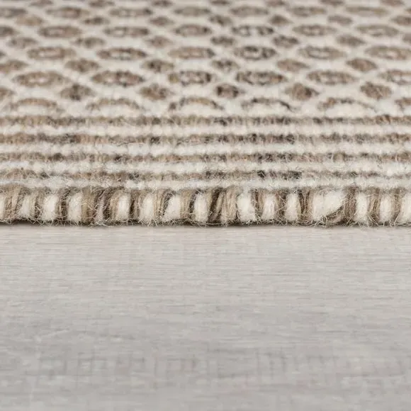 Runner Rug Geometric Design - Natural, Wool