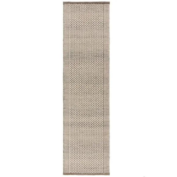 Runner Rug Geometric Design - Natural, Wool