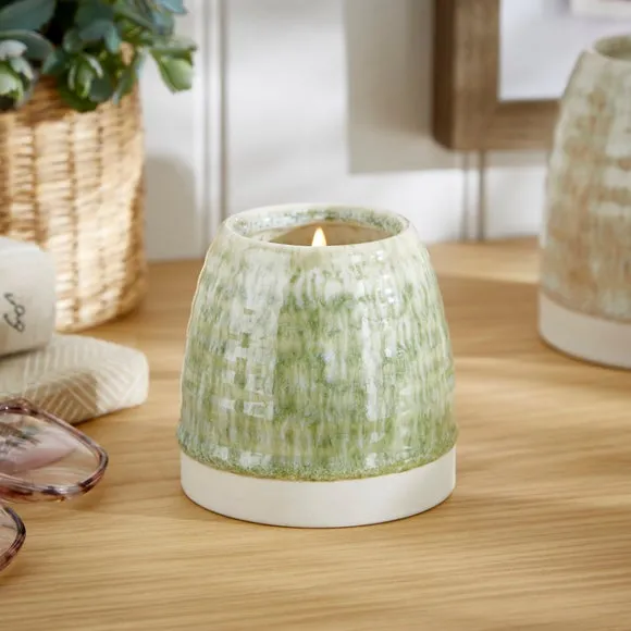 Scented Candle 25hr Burn - Green, Ceramic image