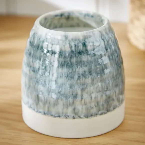 Scented Candle with Ceramic Vessel - Blue
