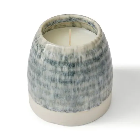 Scented Candle with Ceramic Vessel - Blue
