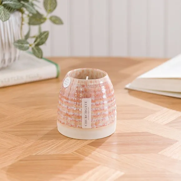 Scented Candle with Ceramic Vessel - Brown