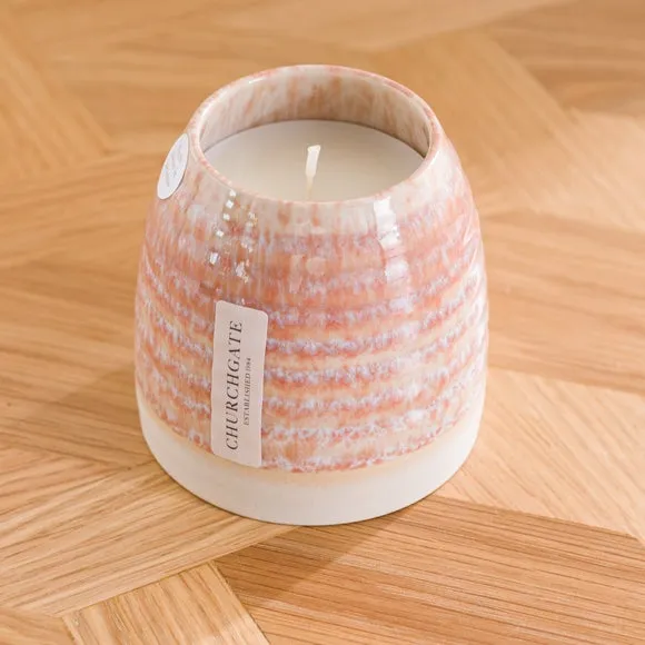 Scented Candle with Ceramic Vessel - Brown