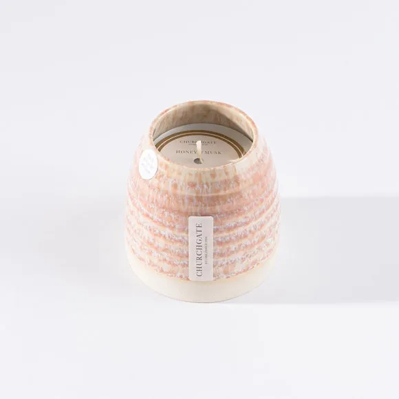 Scented Candle with Ceramic Vessel - Brown