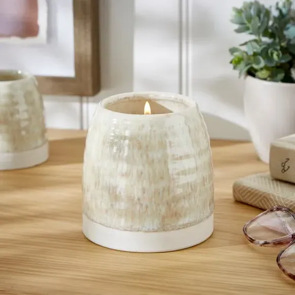 Scented Candle with Ceramic Vessel - Natural