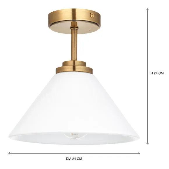 Semi Flush Ceiling Light - Antique Brass