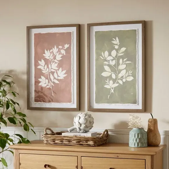 Set of 2 Framed Prints - Multicolor, Brown Frame image