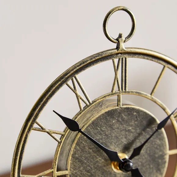 Skeleton Mantel Clock - Antique Brass