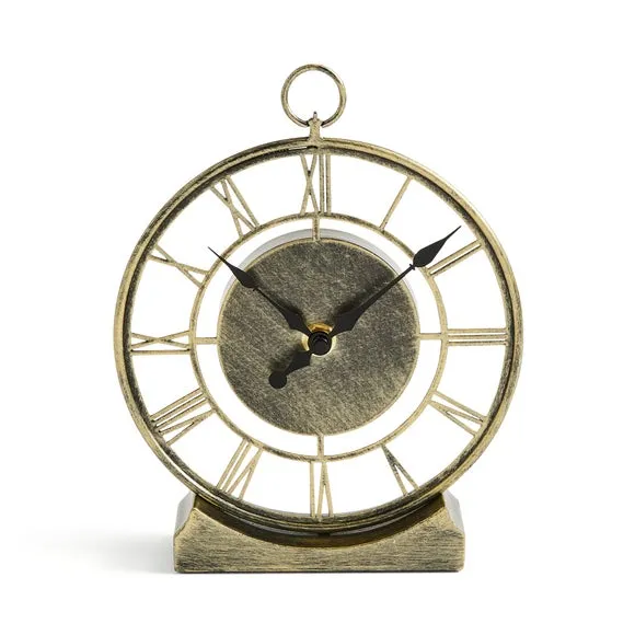 Skeleton Mantel Clock - Antique Brass