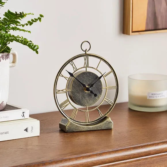 Skeleton Mantel Clock - Antique Brass image