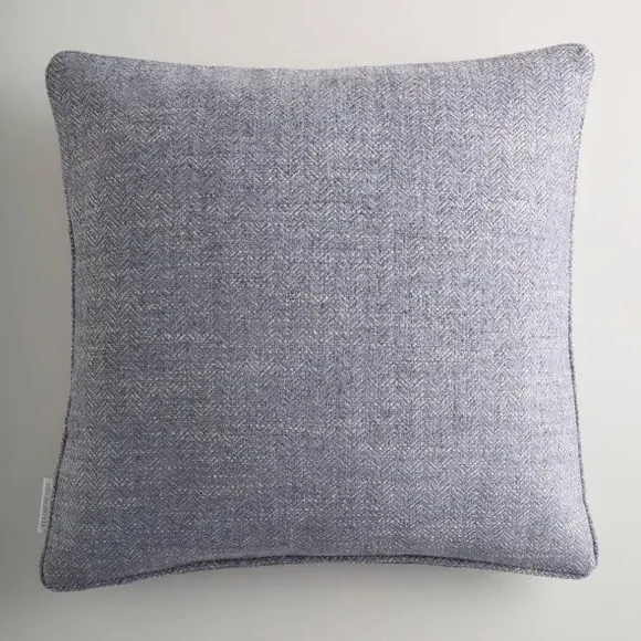 Square Cushion Cover Herringbone - Blue, Polyester