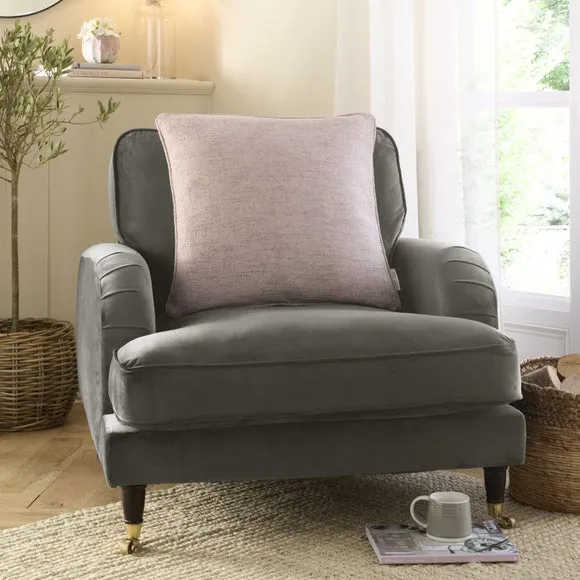 Square Cushion Cover Herringbone - Blush, Polyester