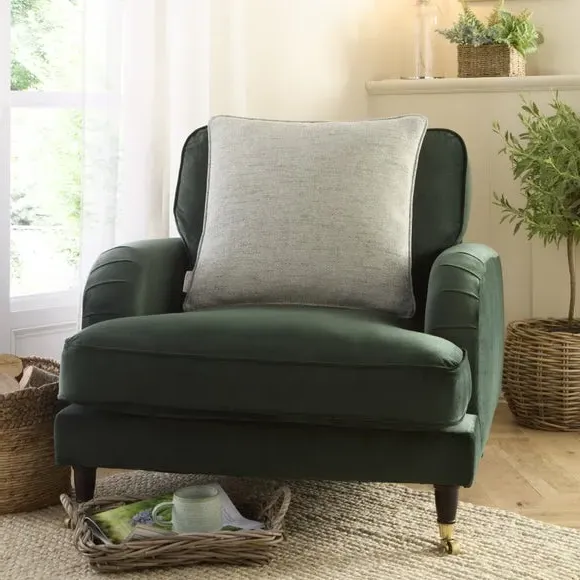 Square Cushion Cover Herringbone - Sage, Polyester