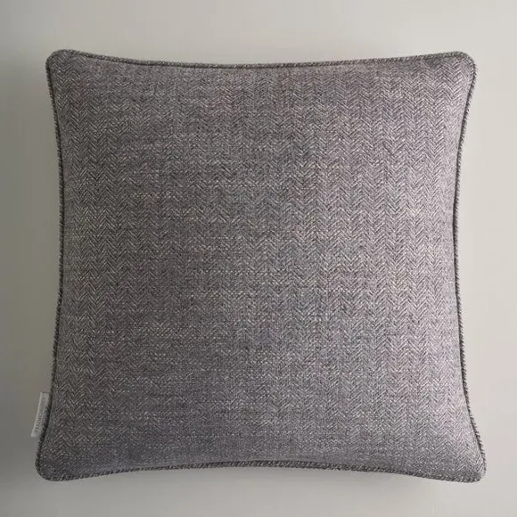 Square Cushion Cover Herringbone - Steel, Polyester