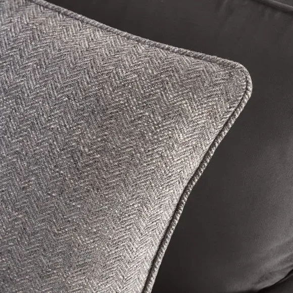 Square Cushion Cover Herringbone - Steel, Polyester