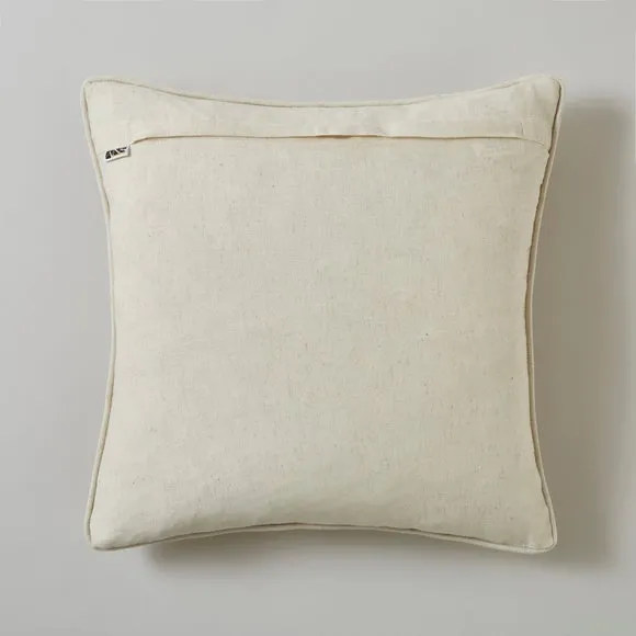 Square Cushion Embroidered - Natural, Cotton