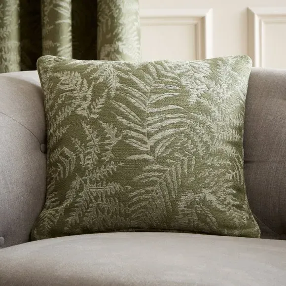 Square Cushion with Botanical Design - Green image