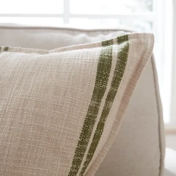 Square Cushion with Feather Fill - Cream, Cotton